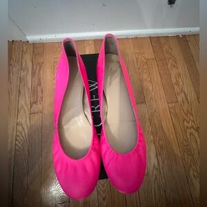Brand New J. Crew Cece Hot Pink Leather Ballet Flats Size 10.5